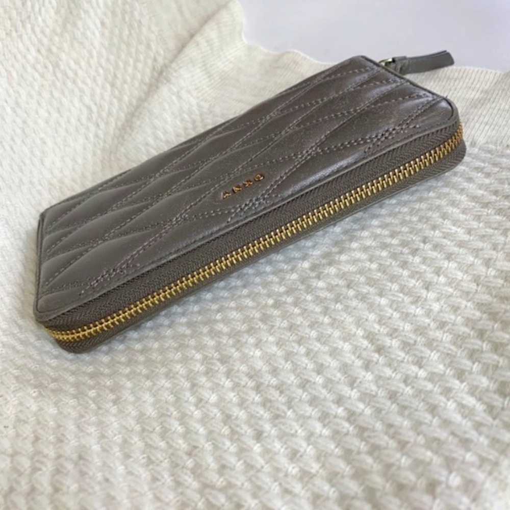 DKNY Taupe Diamond- Quilted Leather Wallet